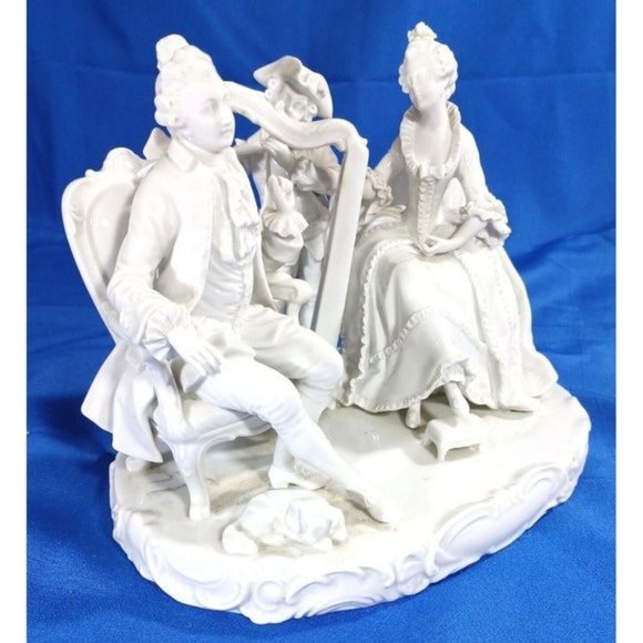 German Blanc De Chine Antique UNTERWEISSBACH Musician Porcelain Sculpture Statue - Picture 3 of 12